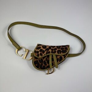 SOLD Dior F/W 2000 Leopard Print Mini Saddle Belt Bag